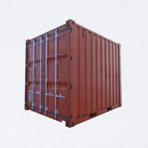 Red-brown 10ft used shipping container with closed double doors